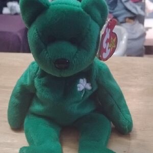 Ty Green Bear with Shamrock Embroidery